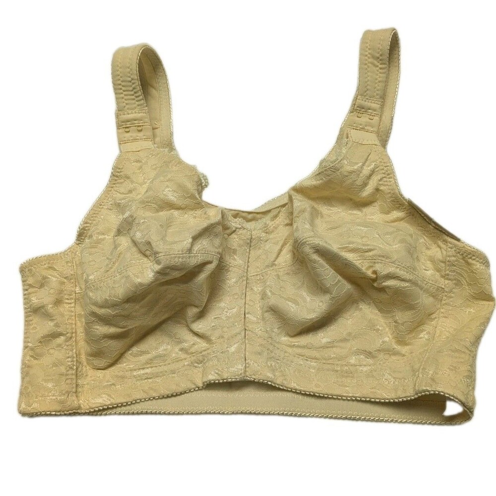 Plusform Instant Shaping Bra 38C Ivory Floral Lace Full Coverage Front Closure